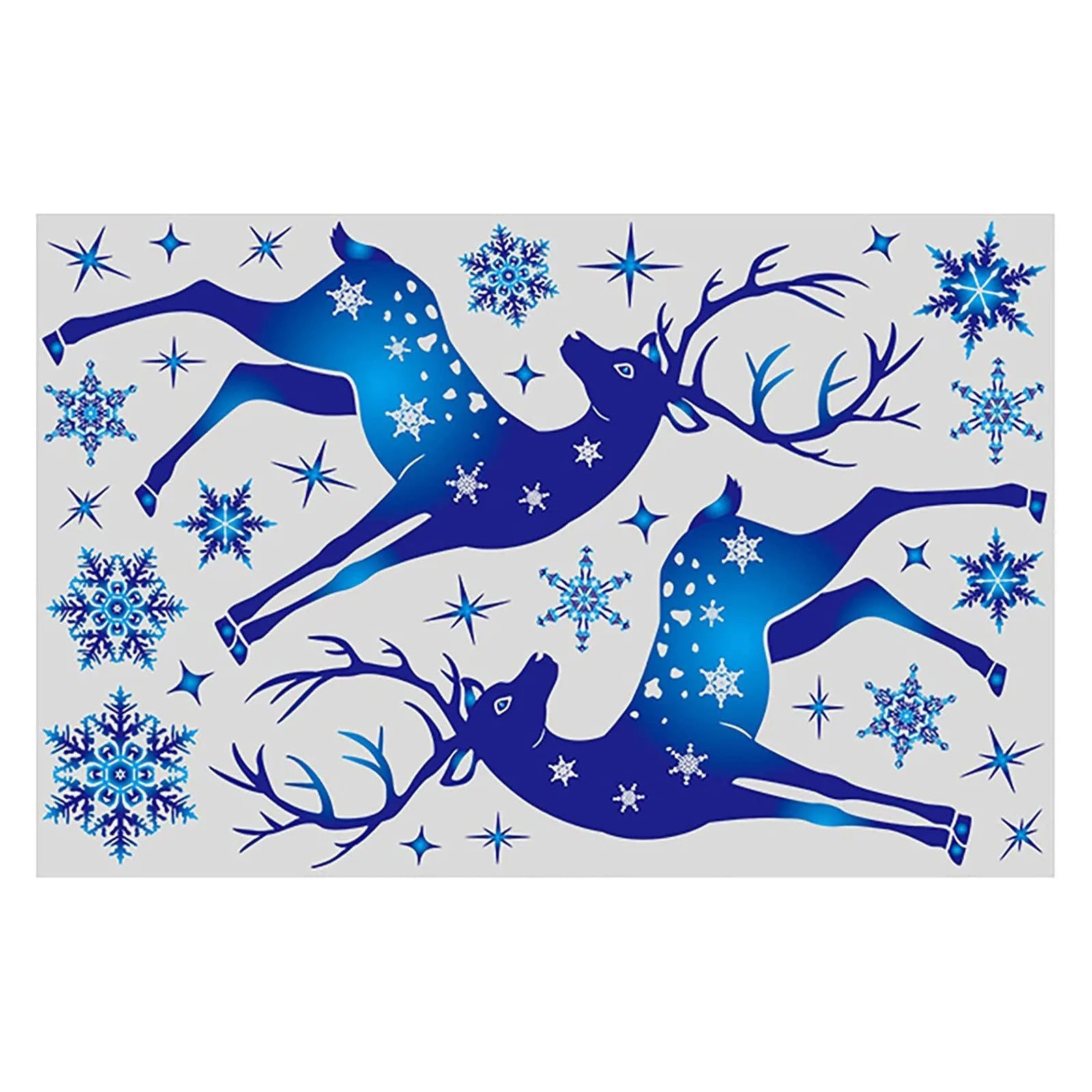 Blue Snowflakes & Magical Reindeer – Window Clings