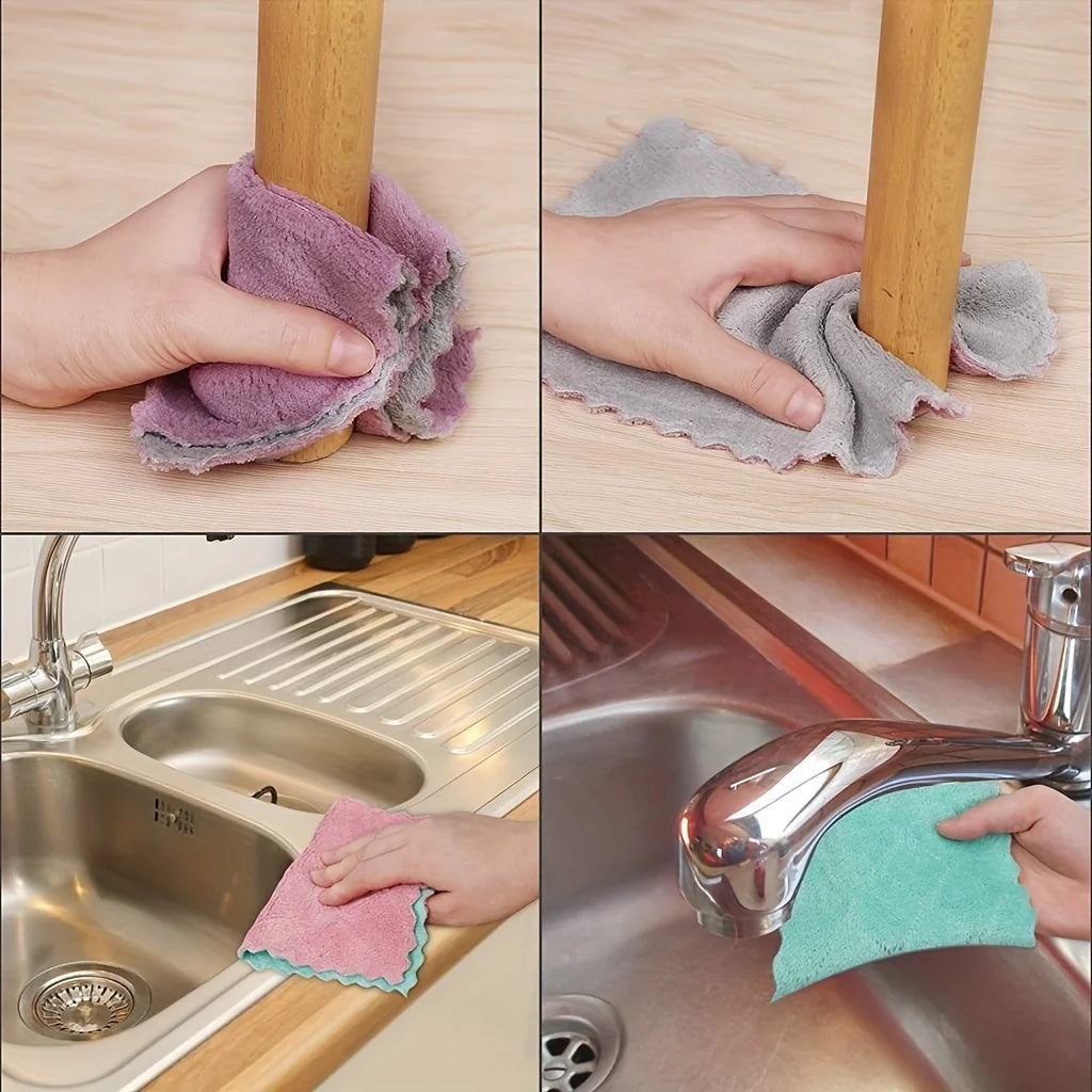 Set of 10 double‑sided microfiber cloths for dishes and kitchen