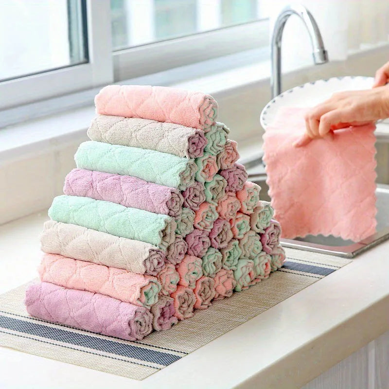 Set of 10 double‑sided microfiber cloths for dishes and kitchen