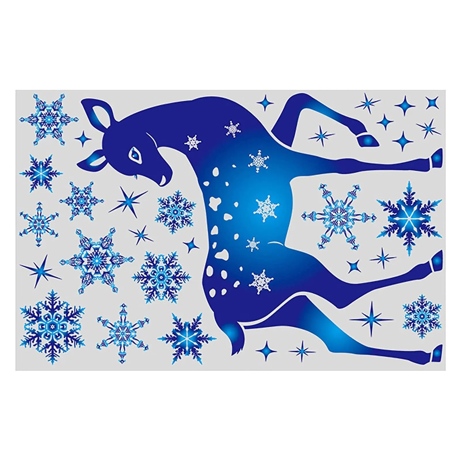 Blue Snowflakes & Magical Reindeer – Window Clings