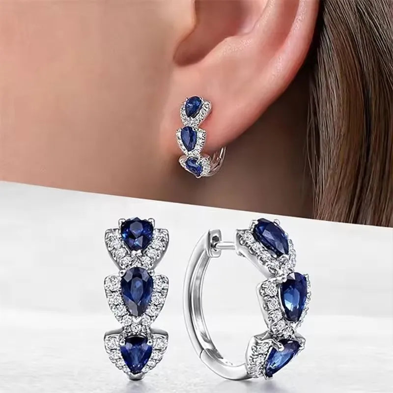 Elegant Gem Droplet Hoop Earrings