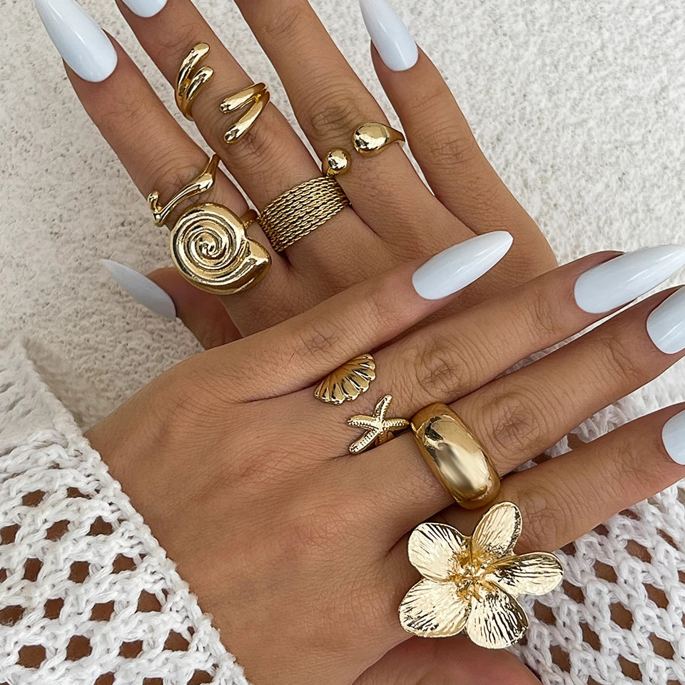 Ingemark 8‑Piece Vintage Goth Metal Rings Set