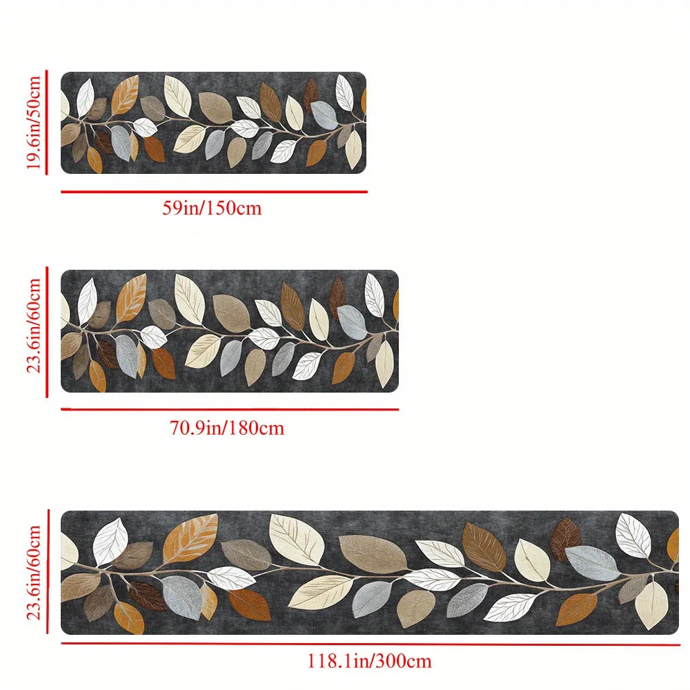 Gradient Gray Leaf Pattern Rug – Elegance and Practicality