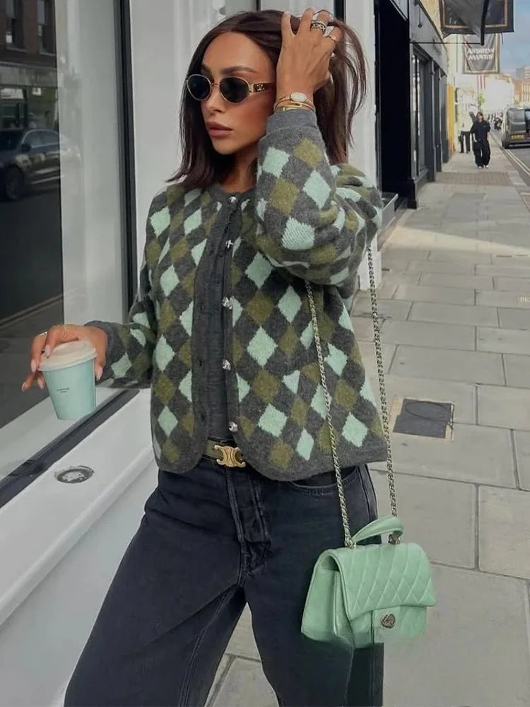 Cardigan KONDALA Argyle Vintage Cardigan: Irresistible Autumn Chic!
