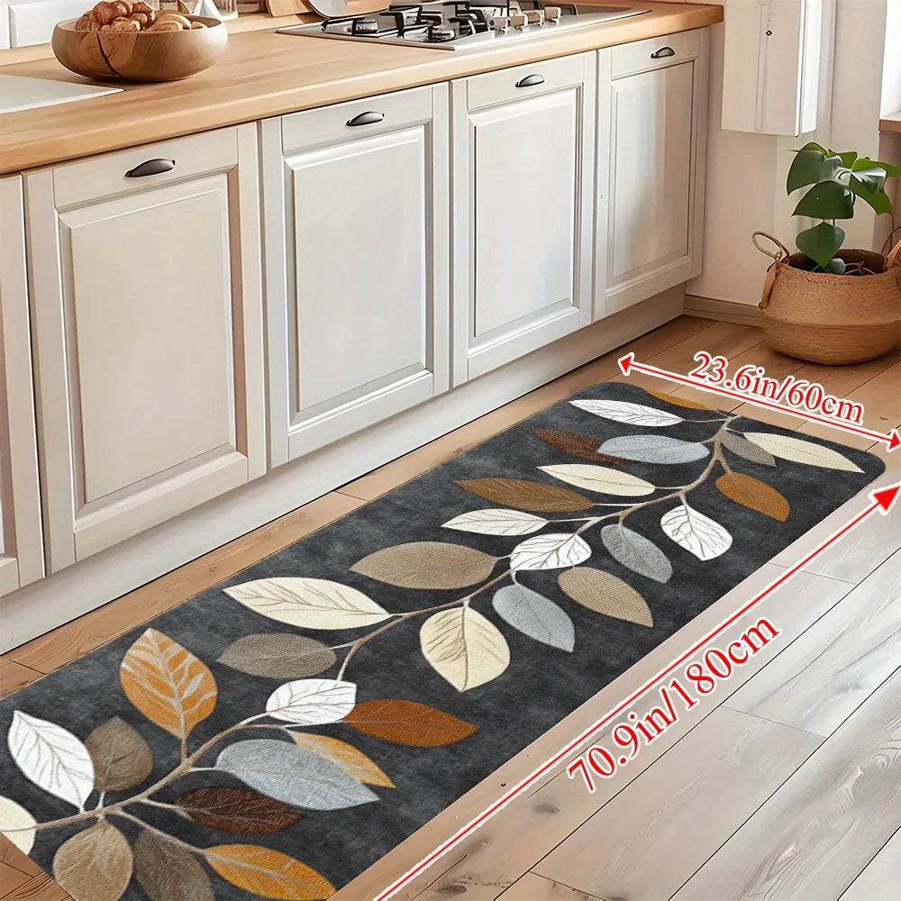 Gradient Gray Leaf Pattern Rug – Elegance and Practicality