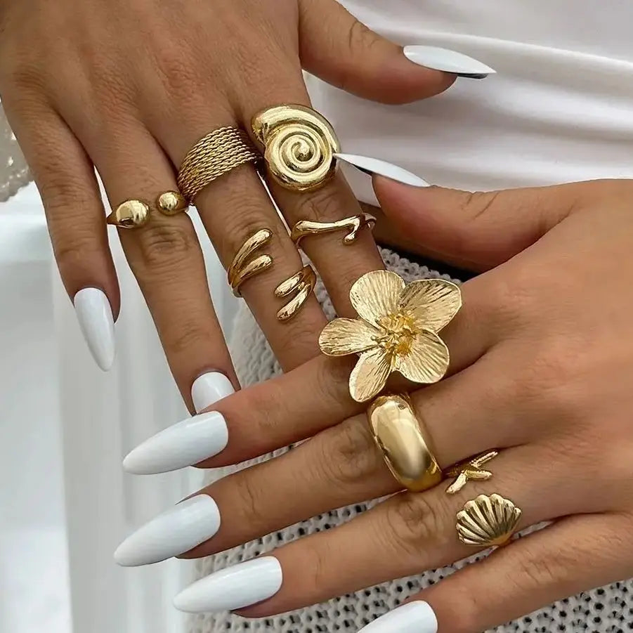 Ingemark 8‑Piece Vintage Goth Metal Rings Set