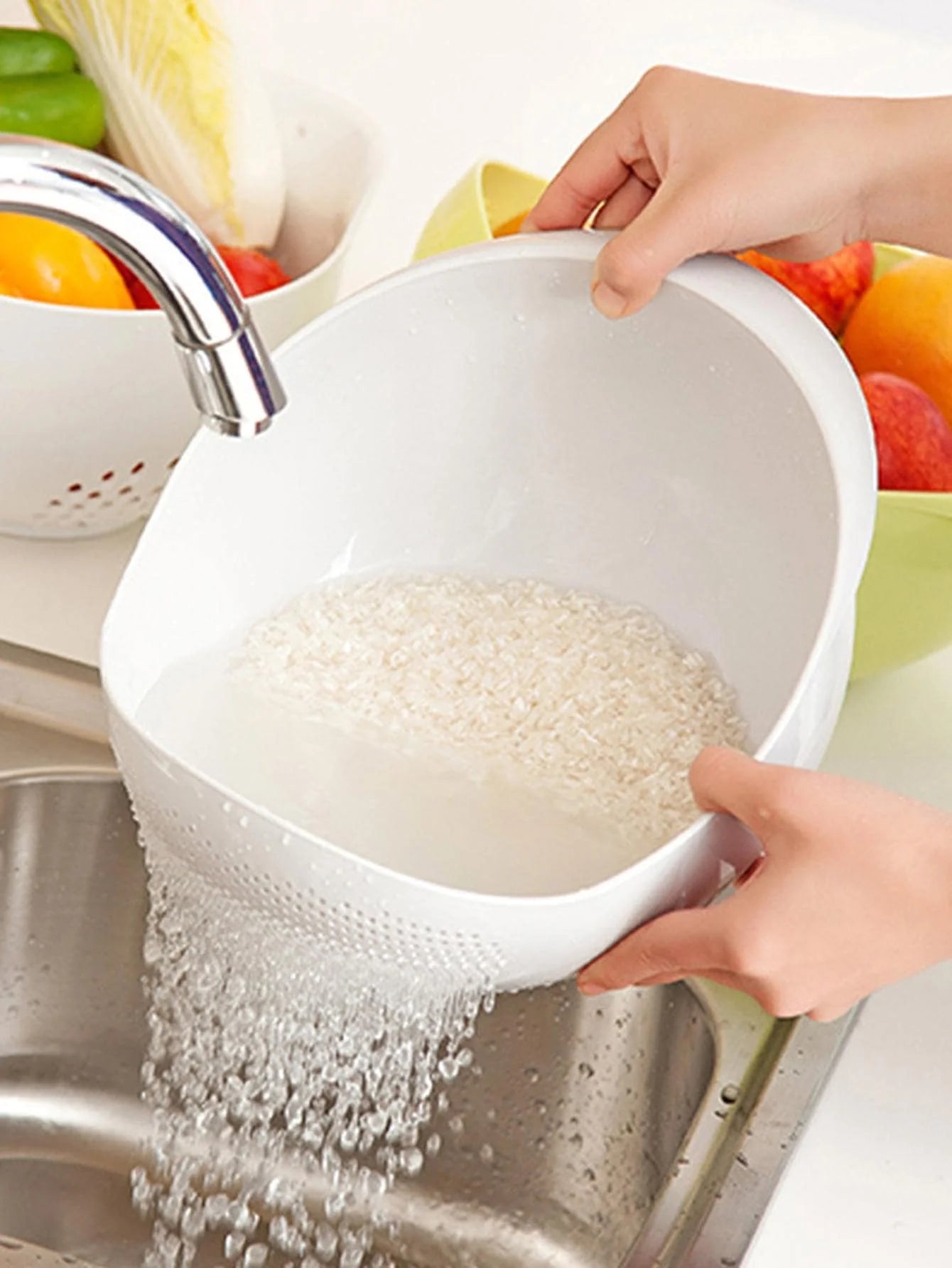 Rice & Fruit Drain Bowl – Easy Wash
