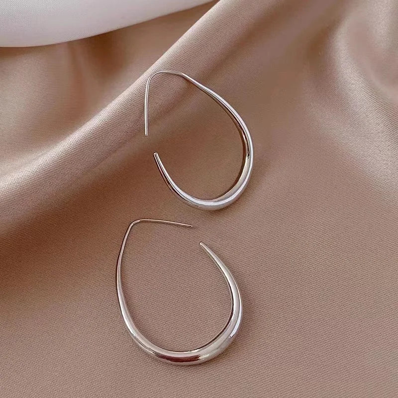 Gold and Silver Ellipse Hoop Earrings