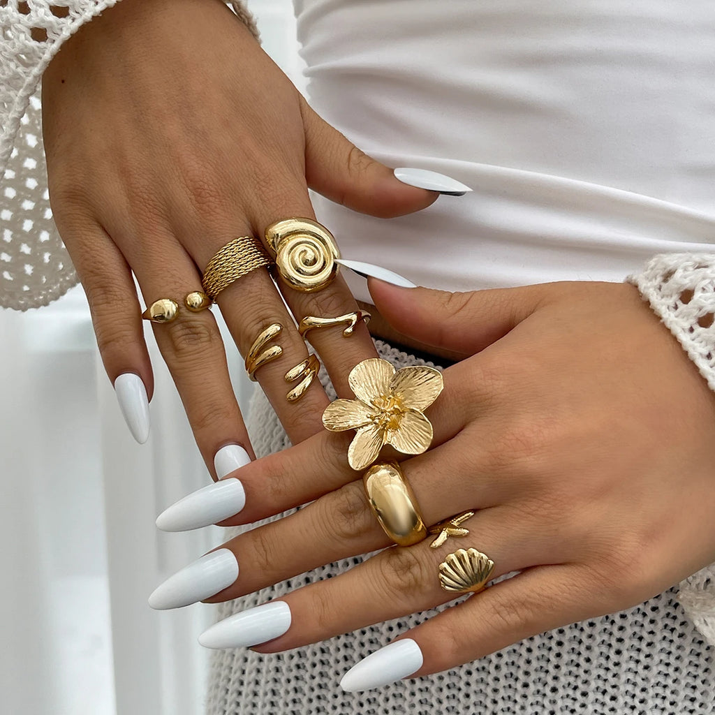 Ingemark 8‑Piece Vintage Goth Metal Rings Set