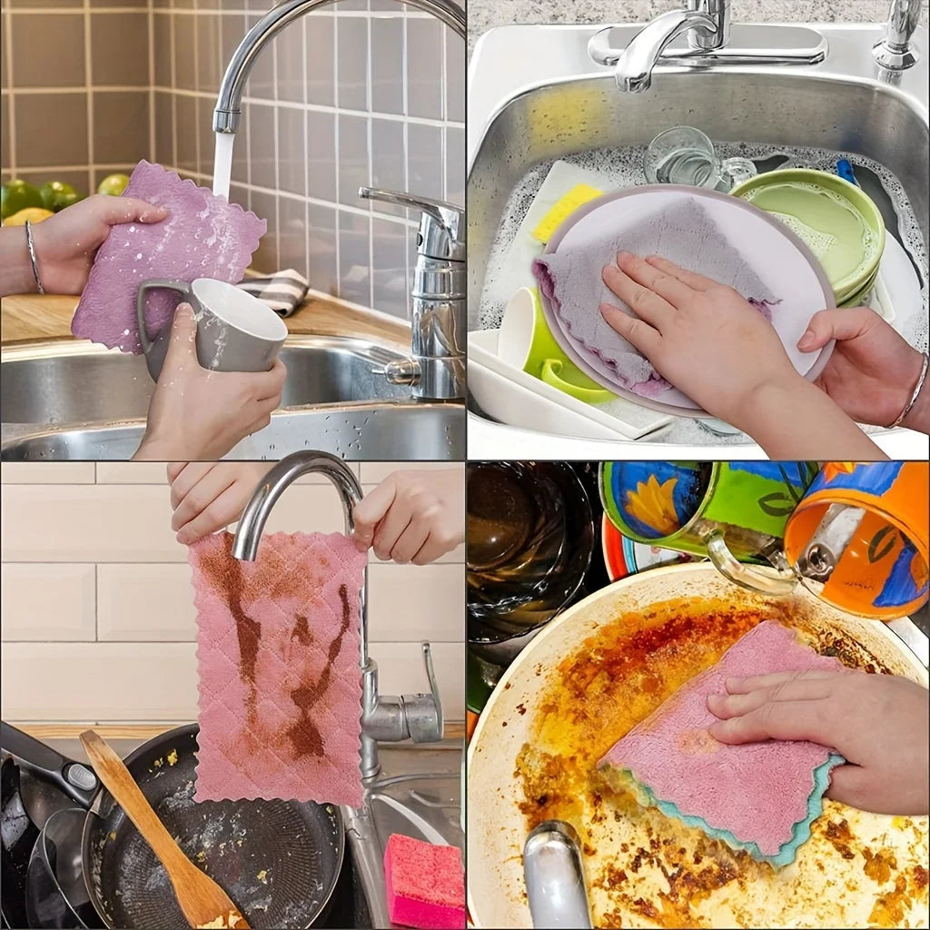Set of 10 double‑sided microfiber cloths for dishes and kitchen