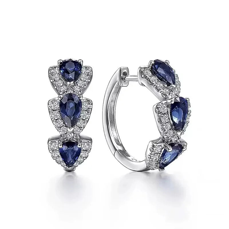 Elegant Gem Droplet Hoop Earrings