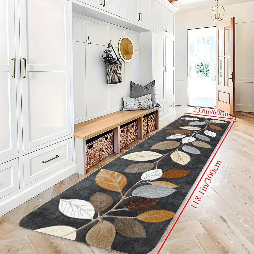 Gradient Gray Leaf Pattern Rug – Elegance and Practicality