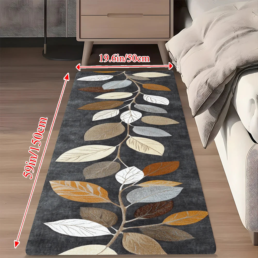 Gradient Gray Leaf Pattern Rug – Elegance and Practicality