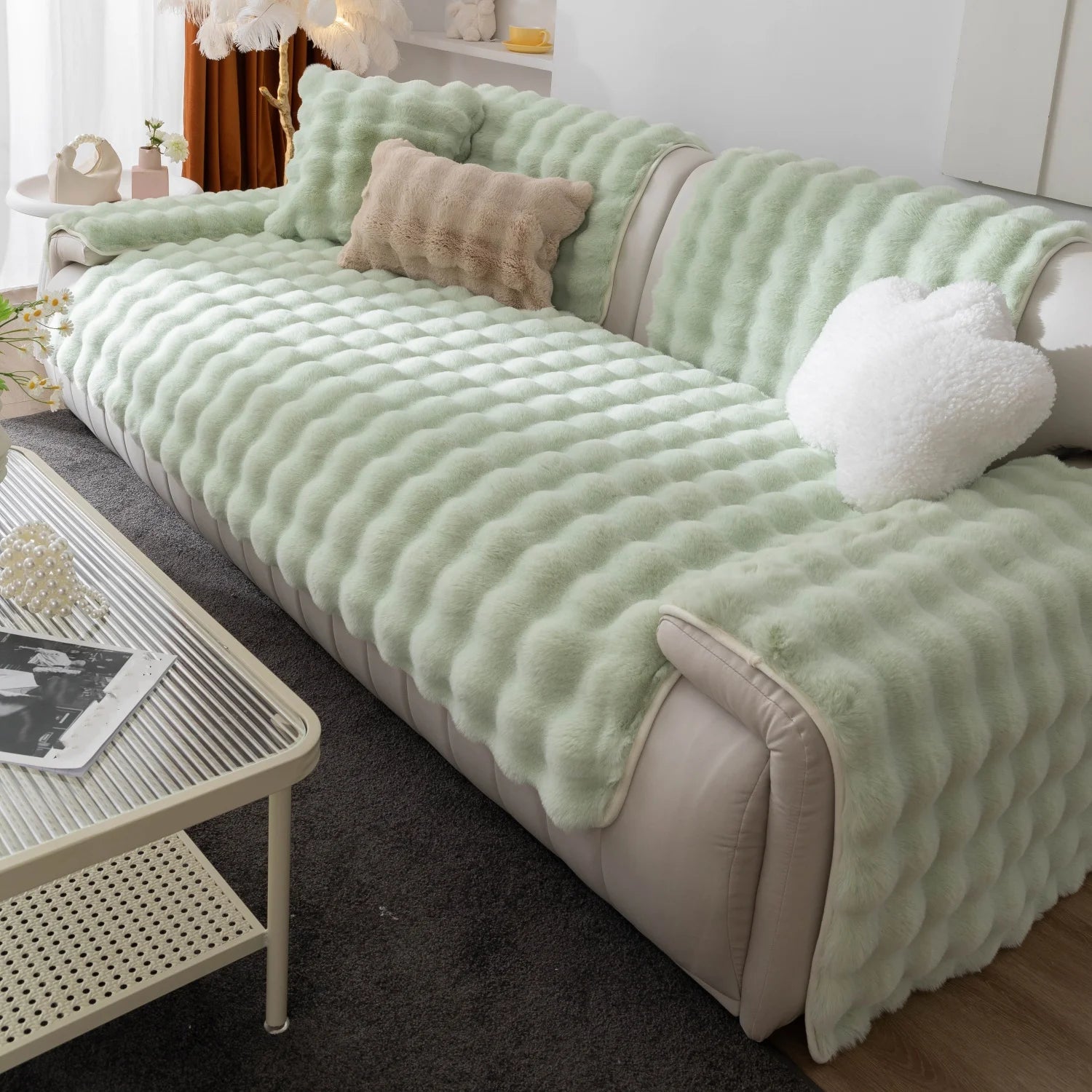 Sofa cover, soft and non-slip plush, modern home decor