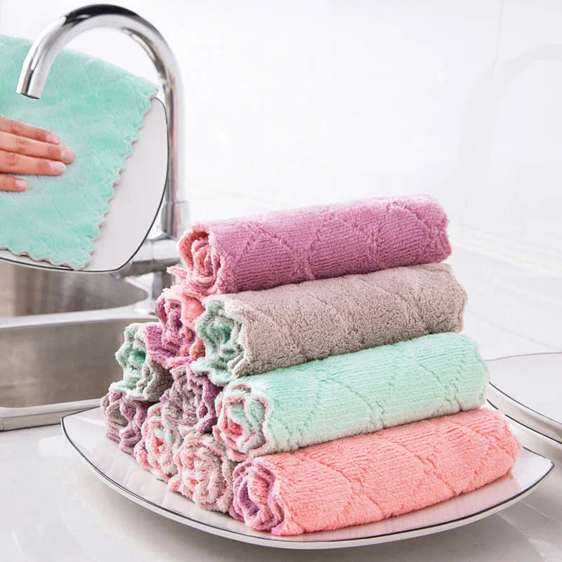 Set of 10 double‑sided microfiber cloths for dishes and kitchen
